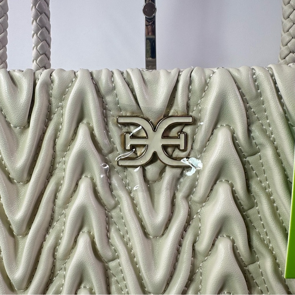 NEW SAM EDLEMAN ARI QUILTED LARGE VEGAN LEATHER TOTE SHOULDER BAG IVORY NWT!! - Picture 6 of 10